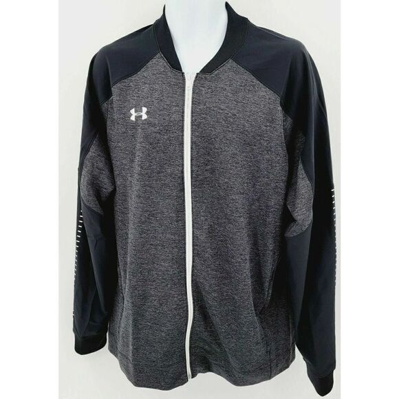 Under Armour 1327203-001 Men's Sz Medium Black Hybrid FULL Zip Jacket Warm-Up - Picture 1 of 5